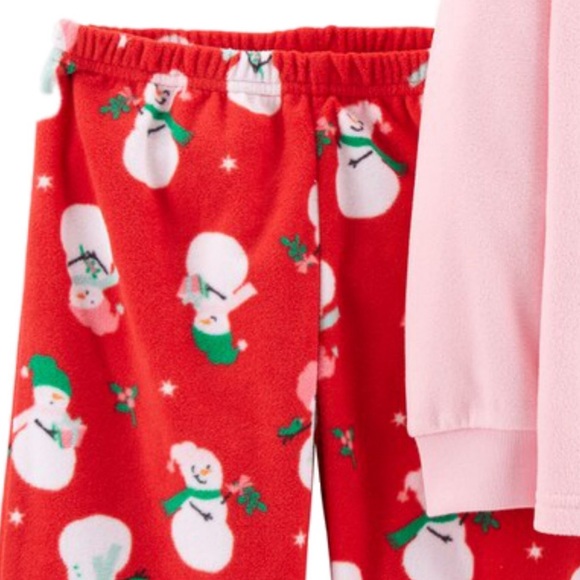 NEW Pink Snowman Fleece Pajama Set - Picture 3 of 4